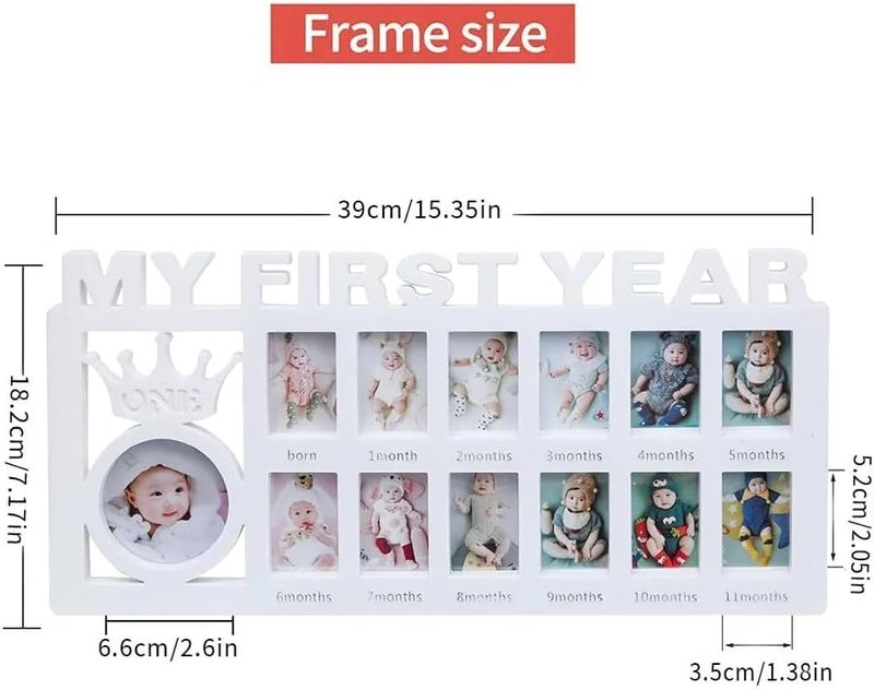 CCONYA Creative Baby Commemorate First 12 Months Picture Frame Kids Growing Memory Gift DIY Newborns First Year Souvenirs Photo Frame (white) - Image 4